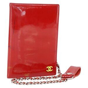 CHANEL Card Case Enamel Red